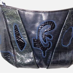 Sharif Unique Black and Green Textured Handbag